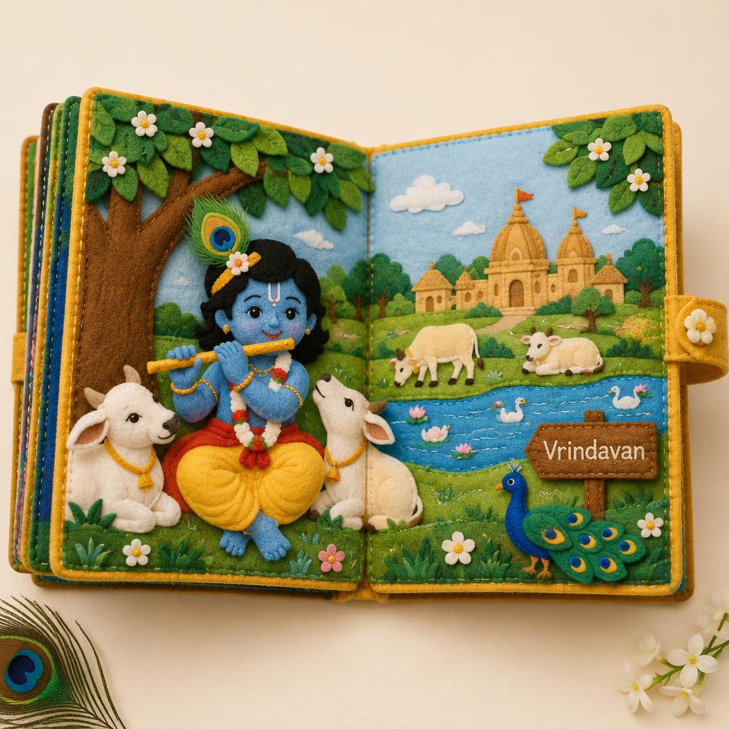 Krishna felt busy book, open